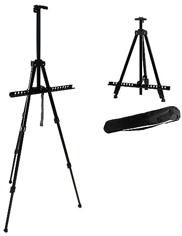 Staffelei Höhenverstellbar Easel 56-155cm,klappbar Tischstaffelei Schwarz Metall Malstaffelei Feldstaffelei, Staffeleiständer Gemälde Ständer zum Malen, Ausstellen,Hochzeit, Zeigen