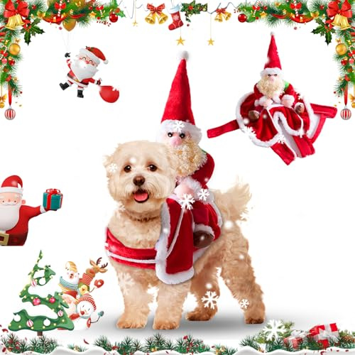 Hunde Weihnachtskostüm, Hundekostüm Weihnachten, Hundemantel für Kleine Mittel Große Hundebekleidung Weihnachtsmütze, Weihnachtsmann Rentier Kostüm für hunde, Weihnachtspullover Haustier Hoodie Mantel