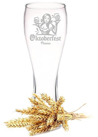 Leonardo Vaso de trigo con grabado – Oktoberfest Madl – Personalizado con nombre – Regalos para él y para él en Oktoberfest – Regalo para conocedores de la cerveza – Regalo para él hombres – 500 ml