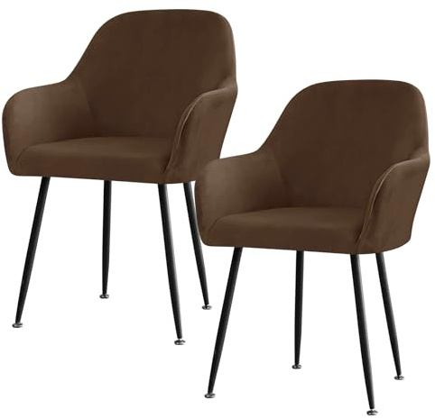 Betylifoy Stretch Stuhlbezug Stuhlhusse 2er Set Stuhlhussen mit Armlehne | Elastischer Stuhlbezug Abnehmbare Stuhlbezug Braun Schonbezug für Esszimmer Wohnzimmer Hochzeit Partys Deko (Braun)