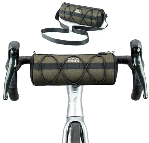 ROCKBROS Väska för Cykelstyre, Multifunktionell Cykelväska för Styre, Förvaringsväska Med Axelrem för MTB, Racercykel Svart ca 2,4 l