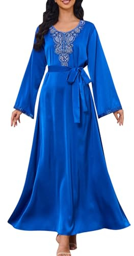Solide Satin-Robe Für Damen Mit Bischofsärmeln Abaya Kleid Islamisches Maxi Afrikanisches Kaftan Türkei Islam Kleid Afrikanischer Kaftan Islam Dubai Türkei Kleidung Gebetskleidung Islam