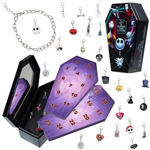 Disney Stitch Calendrier de l'Avent 2025 pour Filles Ados Calendrier Avent Bijoux à Charms ou Version DIY Remplir Soi Meme Idée Cadeau (Bijoux TNBC Noirs)