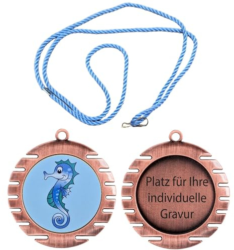 eberin · XL Medaille Schwimmen Ø 70mm · Seepferdchen · Frühschwimmer Medaillen · Schwimmabzeichen · Schwimmkurs · Medaille personalisierbar mit Gravur · Gold//Silber//Bronze