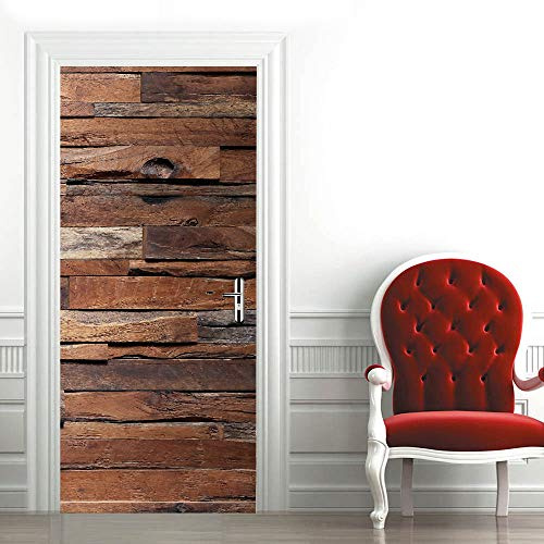Trompe l'oeil Adesivi per Porte Carta Parati Porta Sticker Murale Poster Adesivi per Porte Interne Autoadesiva Impermeabile Fotomurali Wallpaper Decorazione da Parete 80x210 cm Porta Di Legno