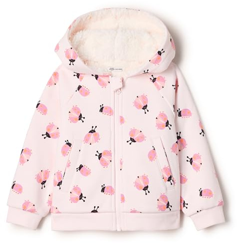 Amazon Essentials x Sofia Grainge Baby - Mädchen Kapuzenpullover mit Reißverschluss, Blassrosa Marienkäfer, 24 Monate