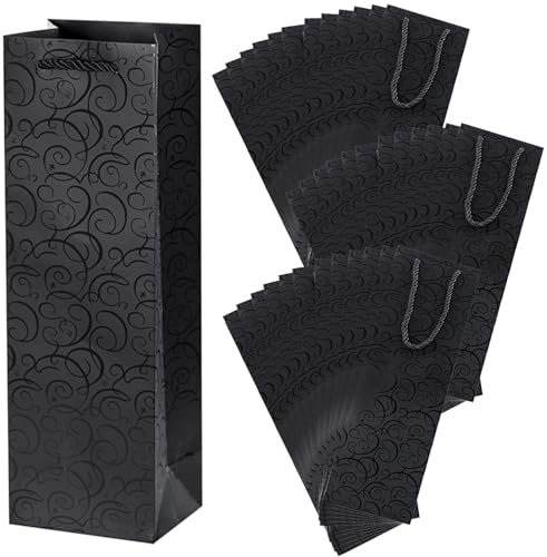 ZHDOKA Wein-Geschenktüten aus Dickem Kraftpapier, Wein-Tragetaschen für eine Flasche, Robuste Wein-Geschenktüten aus Papier mit Griffen, Rotwein-Tasche für Weihnachten, Hochzeit,