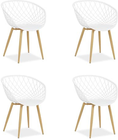 Homestyle4u 2822, Gartenstühle 4er Set bequem Kunststoffstühle Garten Küchenstühle modern Balkonstühle wetterfest Weiß