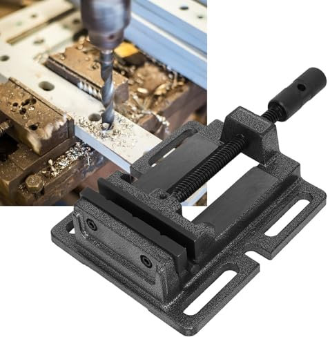 Potente Morsa a Morsetto con Ganasce a Dente di, Robusta Base in Ghisa, Facile Installazione e Posizionamento per Trapano a Colonna o Utensile Manuale Tavolo, 6 Pollici (6