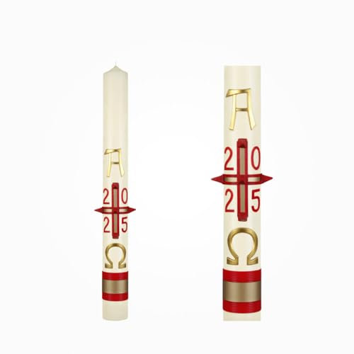Traditionelle Osterkerze 2025 mit 10% Bienenwachs, Elfenbein, 1000 x Ø 80 mm (BE2)