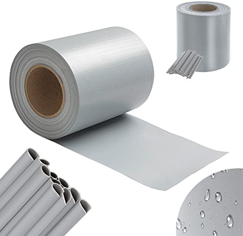 ISOISL PVC Sichtschutzstreifen, 140m x 19cm Sichtschutzfolie für Doppelstabmattenzaun, mit 120 Stücke Befestigungsclips, 450g/m² Windschutz für Balkon Garten, Grau
