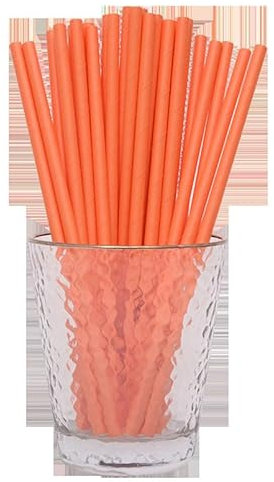 Lot de 100 pailles en papier biodégradables pour fournitures de fête, anniversaire, décorations de Noël - Orange