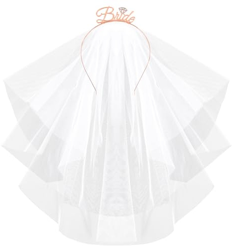 BOFUNX Bride Haarreif mit Schleier Hochzeit Bride JGA Junggesellinnenabschied Accessoires für Damen JGA Braut Hochzeit Hen Party Bachelorette Party