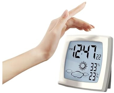 TIEOAXFT LCD termometro Digitale elettronico igrometro misuratore di Temperatura e umidità Orologio Monitor di Temperatura e umidità for Interni