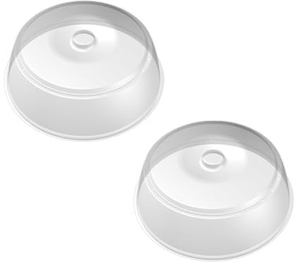 BranQ - Home essential Lot de 2 couvercles pour micro-ondes, en plastique, sans BPA, transparents, diamètre 27 x 9 cm