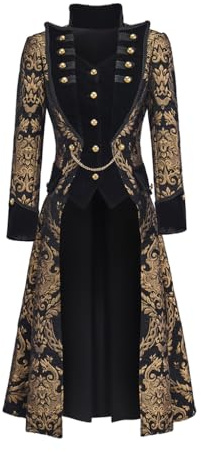 Diajosa cos Women's Renaissance Gothic Coat Medieval Pirate Steampunk Vest Jacket Victorian Tailcoat Frock Coat, Black, Medium