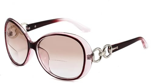 AOOLIA Lesebrillen mit Lese Sonnenbrille für Damen, Mode UV400 Große Sonnenbrillen für Damen, Sonnen-Leser brillen Klare Sicht (Weinrot, 3, x)