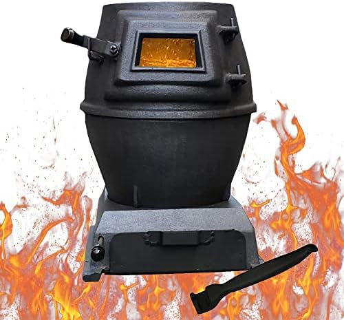 Poêle à bois multifonction en fonte pour la cuisson et le chauffage, convient pour multi-combustibles, idéal pour le chauffage rural