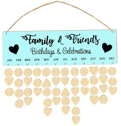 FUNOMOCYA Geburtstagskalender Holz DIY Wanddekoration Erinnerungsplakette für Geburtstage Hochzeiten Jubiläen Valentinstag Muttertag Individuell Gestaltbare Holzscheiben für