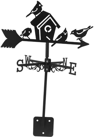 HANABASS Veleta de Viento de Hierro para Jardín con Casa de Pájaros y Indicador de Decoración Elegante para Tejados y Instalación y Resistente la