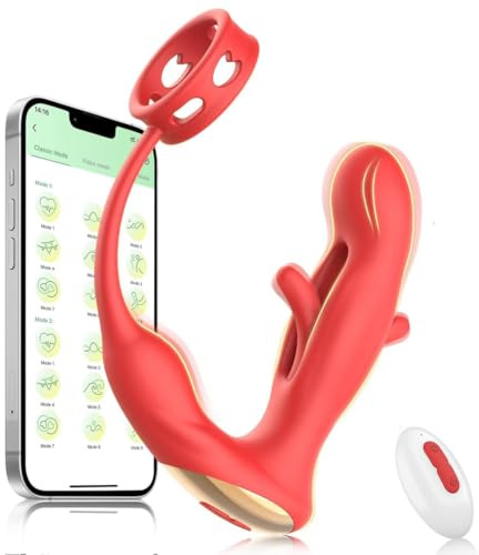 Wuhuarou Masajeador De Próstata con 9 Bofetadas Y 9 Modos De Vibración/Control Remoto Y Control De Aplicación, Masturbador De Estimulación del Punto U/Punto G, Juguetes Sexuales para Parejas Adultas