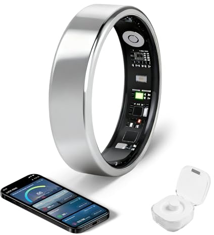 lumthou Smart Ring - Free SpO2 Sleep Tracker | No Subscription | IP68 Waterproof Fitness Tracker | 24/7 Activity Monitor | Step Counter & Tracking | Sleep & Workout Accessory Silver 9