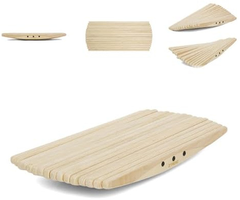 XTREXO Balance Board Natural – Balance Board aus Holz, Gleichgewichts- und Stabilitätstraining, rutschfeste Oberfläche, Tragkraft bis zu 200 kg, Sport und Rehabilitation