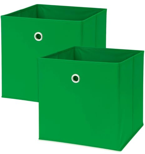Murago 2er Set Faltbox ca. 30x30x30 cm - Grün - Würfel Aufbewahrungsbox faltbar Aufbewahrungskörbe Deko Korb Boxen Wohnzimmer Stoff für Kleidung Büro