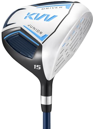 KVV Junior Golf Club Set for Kids, Right Handed Driver, Iron, Putter, White and Pink, Ages 3-12, Perfect for Young Golfers (Driver, Ages: 6-8 Blue)