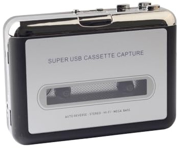 UTTASU Kassettenrekorder mit Auto Reverse & MP3-Konverter für Digitale Musikübertragung, USB und Batteriebetrieb, Stereo-Audioqualität, Silber