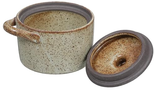 Kichvoe Olla Pequeña de Cerámica Japonesa para Guisar con Tapa, Olla de Baño de Agua Estilo Vintage, Cazuela para Sopa y Huevo al Vapor, Utensilio de Cocina para Vitrocerámica