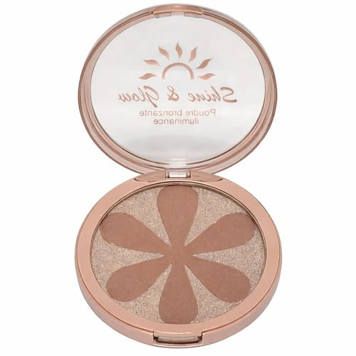 Shine & Glow Capuccino bronceador y resaltador 2 en 1, efecto solar natural, acabado brillante, tez radiante, textura sedosa