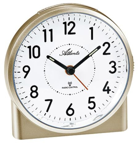 Atlanta Großer Funkwecker Analog mit Licht Snooze Crescendo Zahlen -1843/9 (Gold)