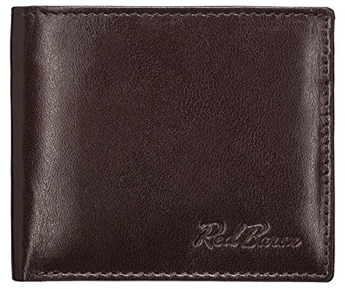Red Baron Herren Geldbeutel aus echtem Leder mit Geldklammer im Querformat Braun - Männer Geldbörse Portemonnaie klassisches Design - Brieftasche mit Geldklammer RB-WT-008-04
