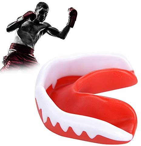 Zahn Schutz, Berufsmundschutz Erwachsenes Zahnschutz Gummi Schild Karate Verpacken Sport Schutz Werkzeug, FDA Bescheinigung(Rot+Weiß)