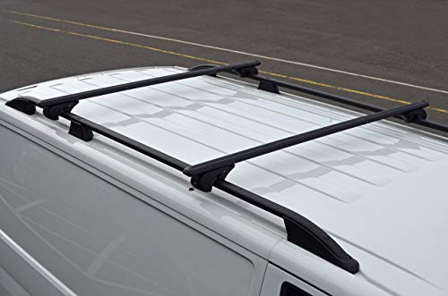 Black Cross Bars For Roof Rails To Fit T6 Transporter 100KG Lockable