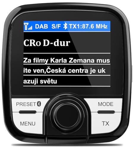 Tin-Nik DAB-388 DAB Adapter für Autoradio, FM-Transmitter für DAB+ Sender und Bluetooth-Verbindung vom Smartphone zum UKW-Radio, Bluetooth- Freisprechen und Musik, 2.4 TFT Farbdisplay, Fernbedienung