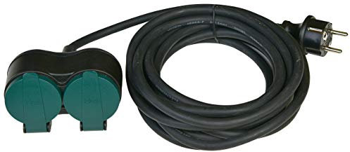 HEITECH Schuko Verlängerungskabel 5 Meter Kabel - Stromkabel Verlängerung 2fach für den Außenbereich IP44, 250V - 5m Kunststoff Kabelverlängerung schwarz