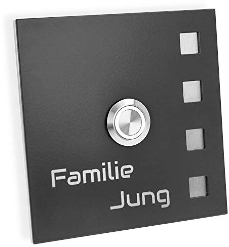 Jung Edelstahl Design Türklingel Florida anthrazit Klingelschild 10x10 cm mit Gravur