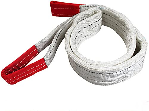 Powerful Tools Hebeband 1000-3000 kg / 2-4m, Rundschlinge Bergegurt Hebebänder Schlaufenband aus Polypropylenfaser, weiß, 2m, 3 Tonnen Tragfähigkeit
