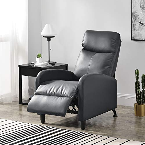 [en.casa] Bregenz Relaxfåtölj, relaxstol, 102 x 60 x 92 cm, liggfåtölj, TV-fåtölj, fåtölj med justerbart ryggstöd, TV-fåtölj av konstläder, grå