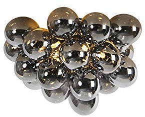 Qazqa Design Deckenleuchte, Deckenlampe - Uvas - Schwarz mit Rauchglas, 6-flammig, 50cm, Ideal als Flur, Schlafzimmerlampe und Wohnzimmerlampe