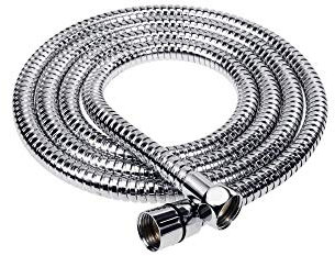 Aumix 1.25 Metres Replacement Shower Hose Standard Bore Stainless Steel Anti-Kink Double Lock Chrome Plated with 2 Washers