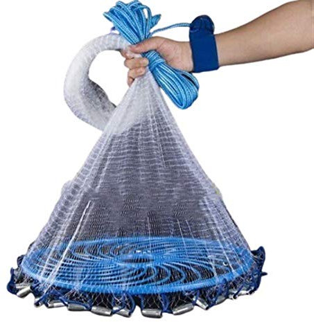 SXCXYG Wurfnetz 2.4-7.2M Cast Net Easy Wurf fangen Fischernetz im Freienjagd Hand Werfen Netzwerk engmaschigen Fliegennetz Ring wurfnetz zum fischen (Color : 720cm)