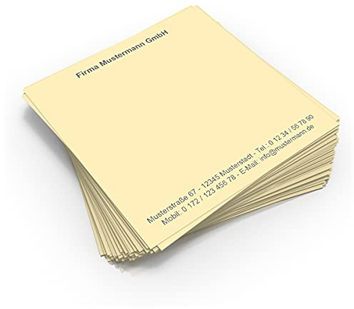 500 Notizzettel personalisiert in praktischer Zettelbox mit Stiftehalter 10 x 10 cm (chamois)