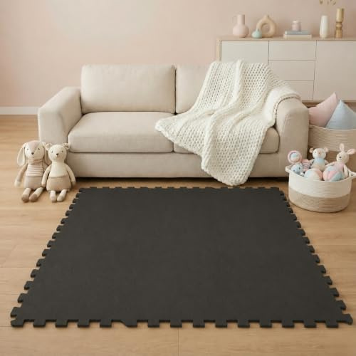 LittleTom 9 Piezas Alfombra Bebé Desde el Primer Mes - 30x30 cm Colchoneta de Espuma EVA Acolchada - Superficie Puzzle Antideslizante para Niños Pequeños - Suelo Protector para la Habitación Infantil