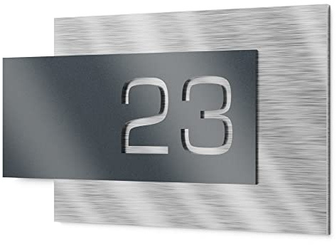 Graviers Design placca numero civico per esterni – 480x264 mm, antracite metallizzato, inox V2A (AISI 304), personalizzabile