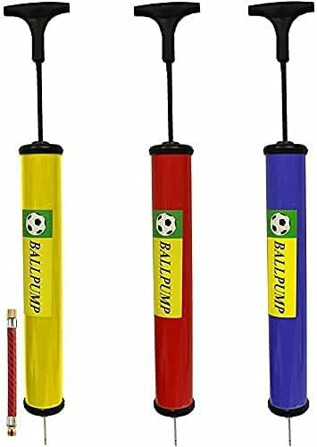 plastific Inflator Ball Pump with 1PC Needle, 1PC Valve Adapter, 1PC Air Hose, for Football Basketball Volleyball Rugby Balloons, Inflatables, Bicycle and Bike (Random Color)