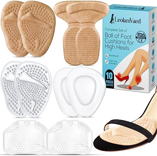 Demi Semelles Chaussures Femme, Semelle Antidérapante pour Femmes Talons Hauts, Coussinet Plantaire Lavables, Taille Unique Coussinets Métatarsiens (10 Pièces Dans Un Ensemble)