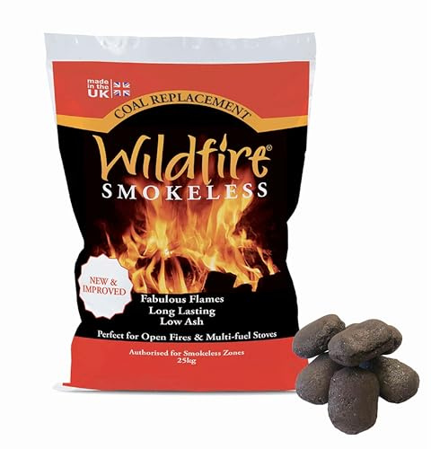 Wild Fire Smokeless Fuel Coal 20kg - High Performance Wildfire Smokeless Coal Biquettes for Open Fires, Multi-Purpose Stoves, Room Heaters, Closed Appliances